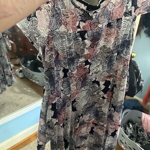 Perceptions Black and Pink Mini Dress with Blouse Style